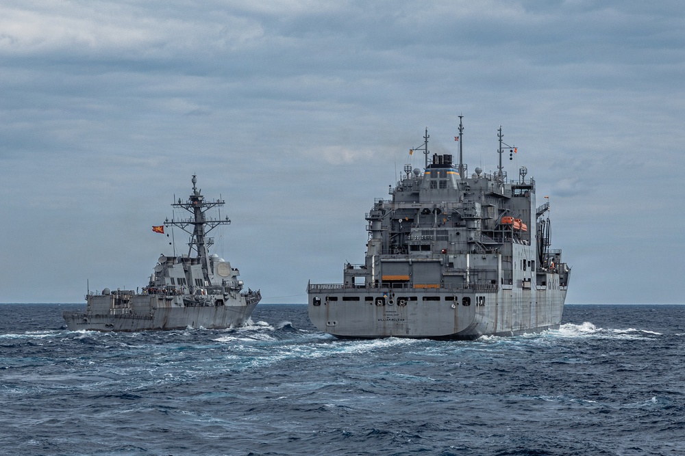 USS Bainbridge Conducts Replenishment-at-Sea with USNS William McLean