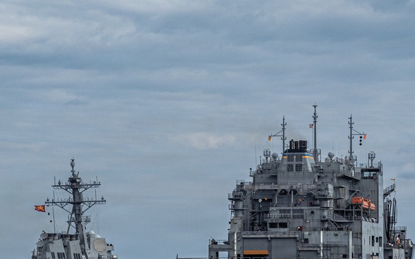 USS Bainbridge Conducts Replenishment-at-Sea with USNS William McLean