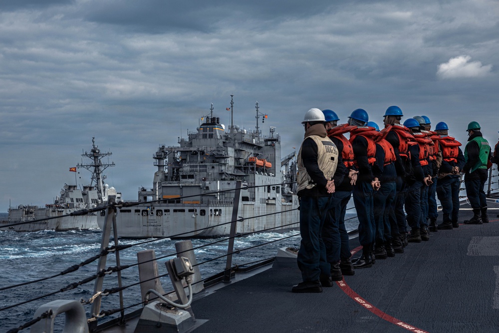 USS Bainbridge Conducts Replenishment-at-Sea with USNS William McLean