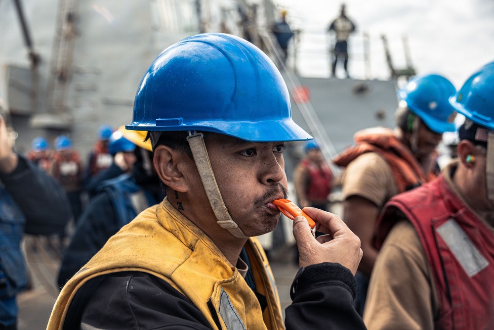 USS Bainbridge Conducts Replenishment-at-Sea with USNS William McLean