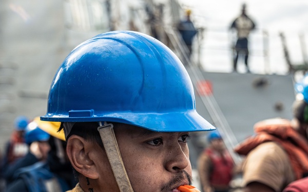 USS Bainbridge Conducts Replenishment-at-Sea with USNS William McLean