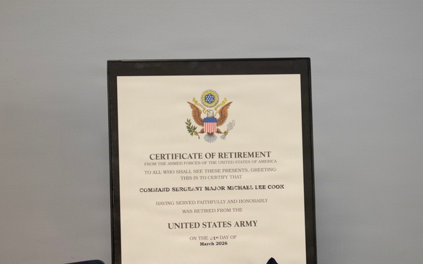 Command Sgt. Maj. Michael L. Cook Retirement Ceremony