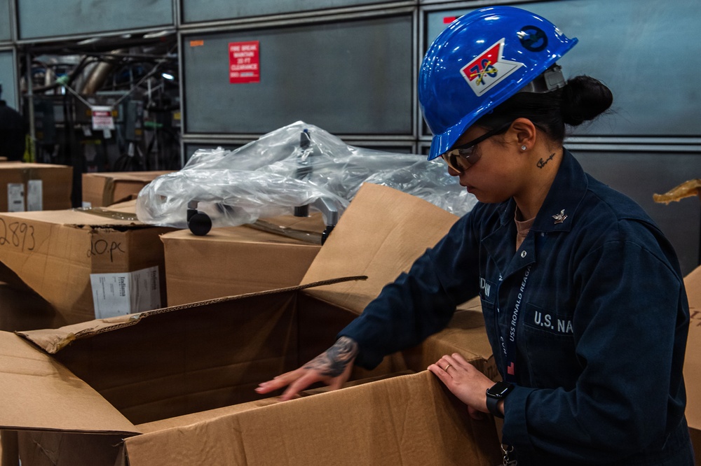 Ronald Reagan Sailors Re-supply Equipment
