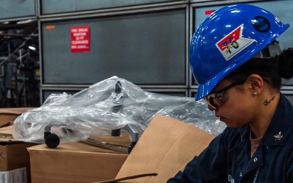 Ronald Reagan Sailors Re-supply Equipment