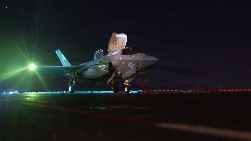 U.S. Marines conduct flight operations aboard USS Tripoli (LHA 7)