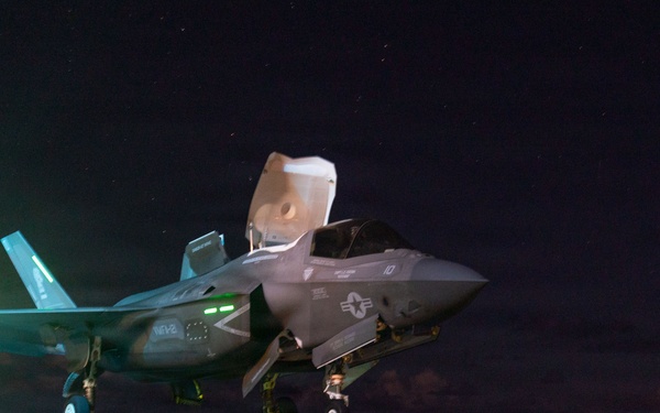 U.S. Marines conduct flight operations aboard USS Tripoli (LHA 7)