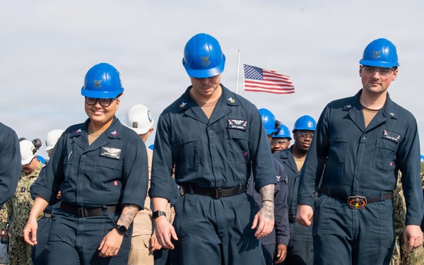 Sailors Conduct FOD Walkdown Aboard USS John C. Stennis