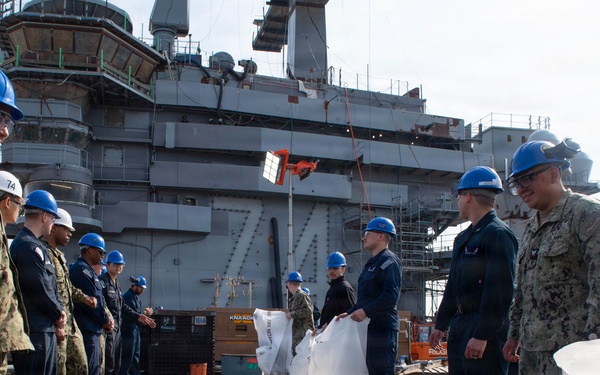 Sailors Conduct FOD Walkdown Aboard USS John C. Stennis