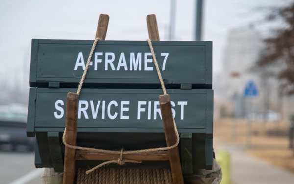 The Korean Service Corps (KSC) Battalion commemorated its 75th anniversary with an A-frame ruck march at Camp Humphreys on Mar. 26, honoring the tool's historical significance.