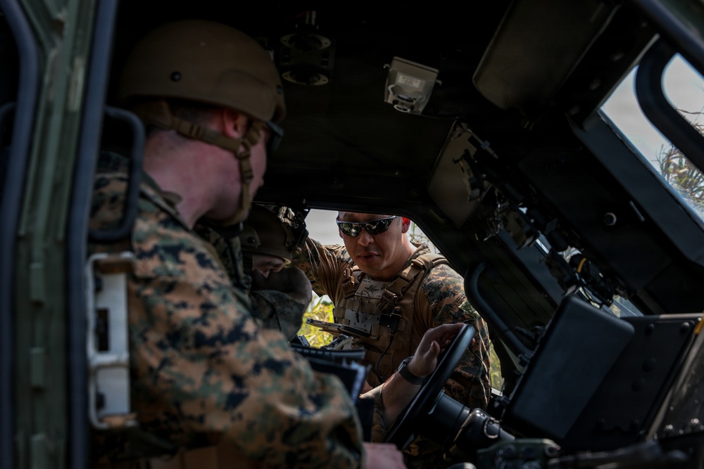 5th Air Naval Gunfire Liaison Company Marines conduct dry close air support training