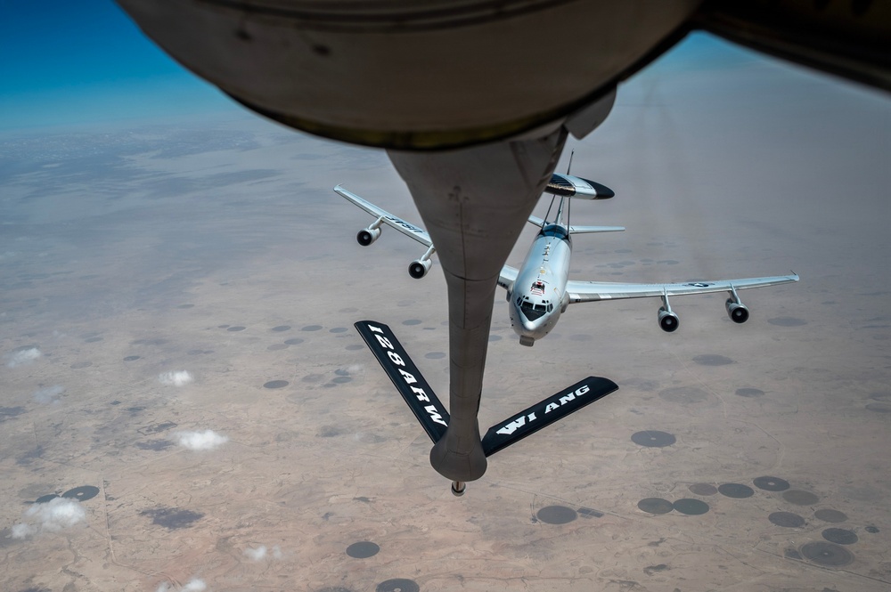 E-3 Sentry flies during Operation Epic Fury