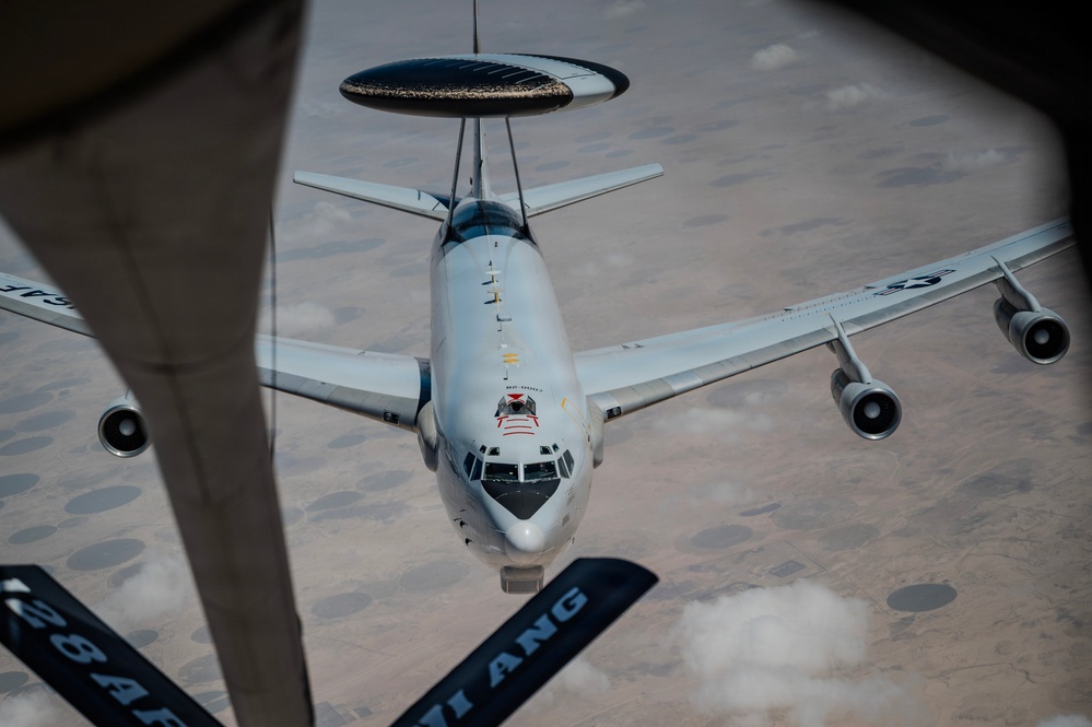 E-3 Sentry flies during Operation Epic Fury