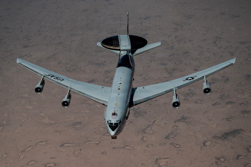 E-3 Sentry flies during Operation Epic Fury