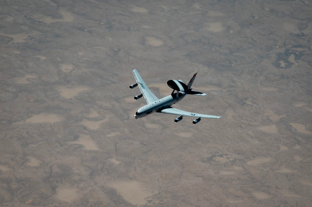 E-3 Sentry flies during Operation Epic Fury