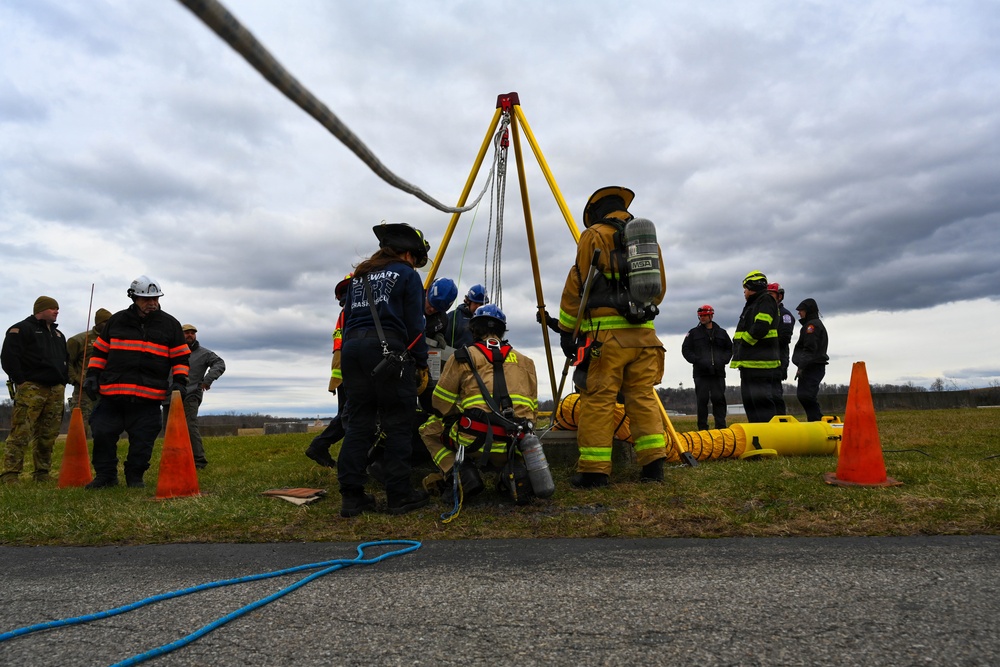 Confined space rescue training at 105 AW