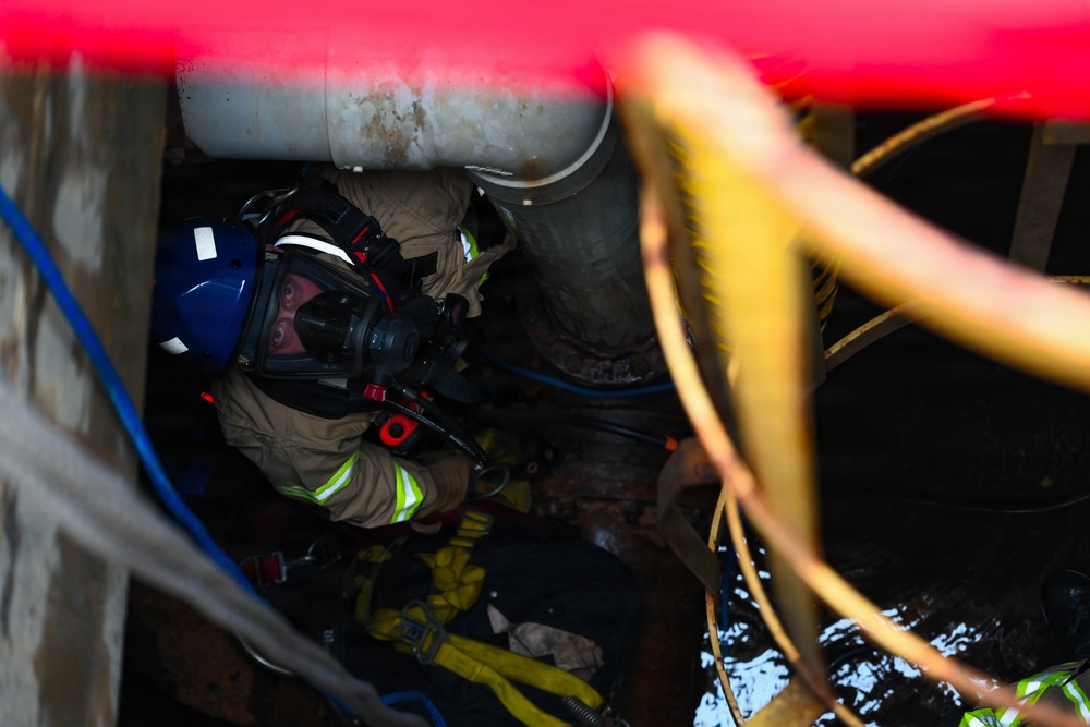 Confined space rescue training at 105 AW
