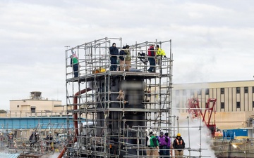Norfolk Naval Shipyard Undocks USS John Warner