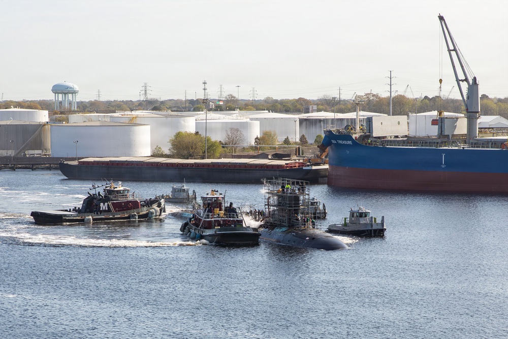 Norfolk Naval Shipyard Undocks USS John Warner