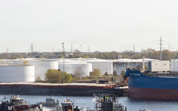 Norfolk Naval Shipyard Undocks USS John Warner