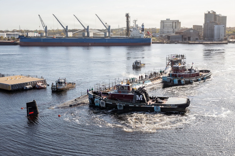 Norfolk Naval Shipyard Undocks USS John Warner