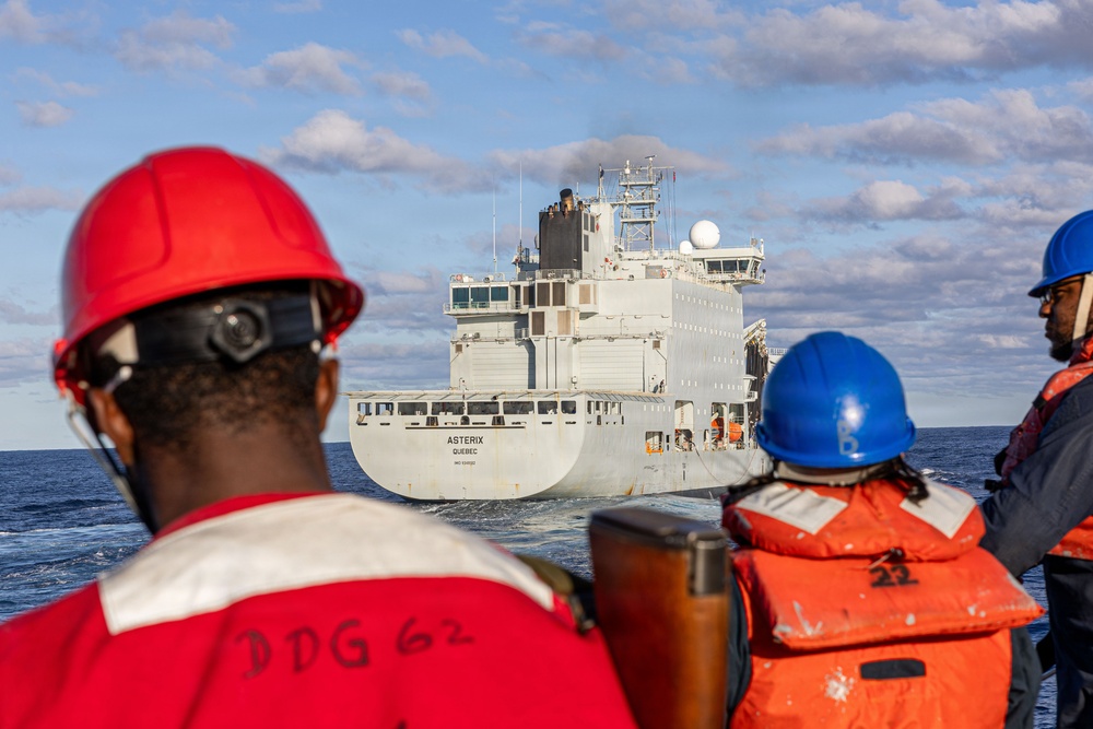 USS Fitzgerald conducts a replenishment-at-sea with MV Asterix during Kakadu 2026