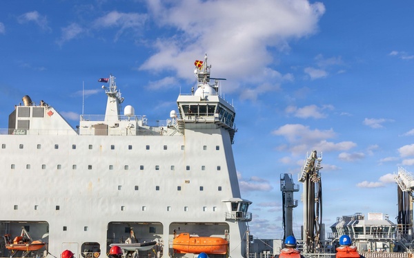 USS Fitzgerald conducts a replenishment-at-sea with MV Asterix during Kakadu 2026