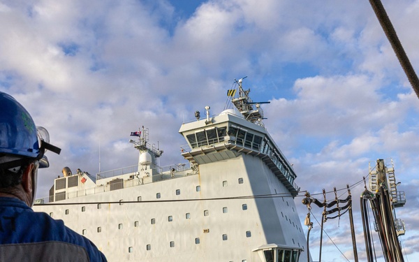 USS Fitzgerald conducts a replenishment-at-sea with MV Asterix during Kakadu 2026