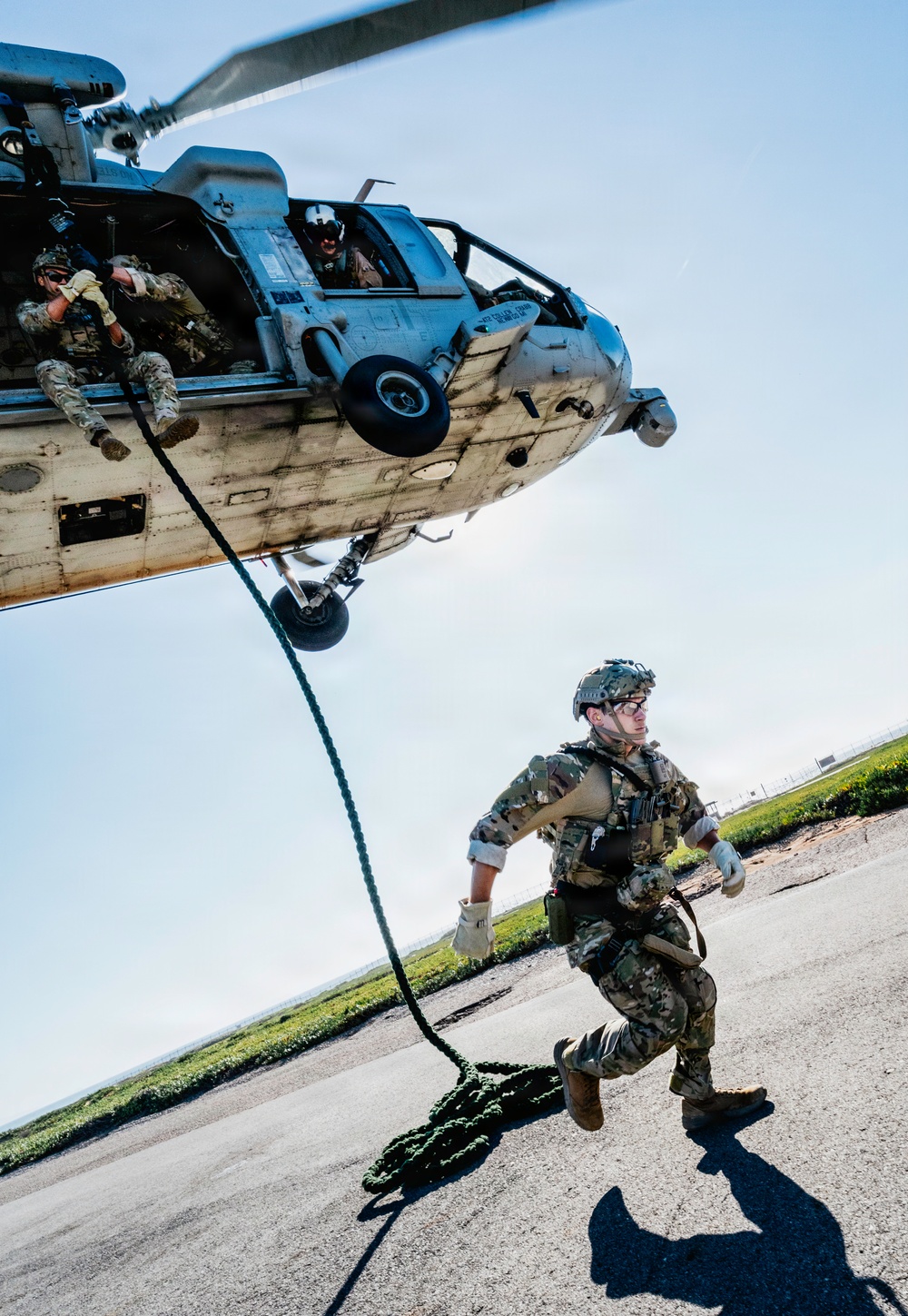 Technicians Practice Daytime Fast-Roping Techniques