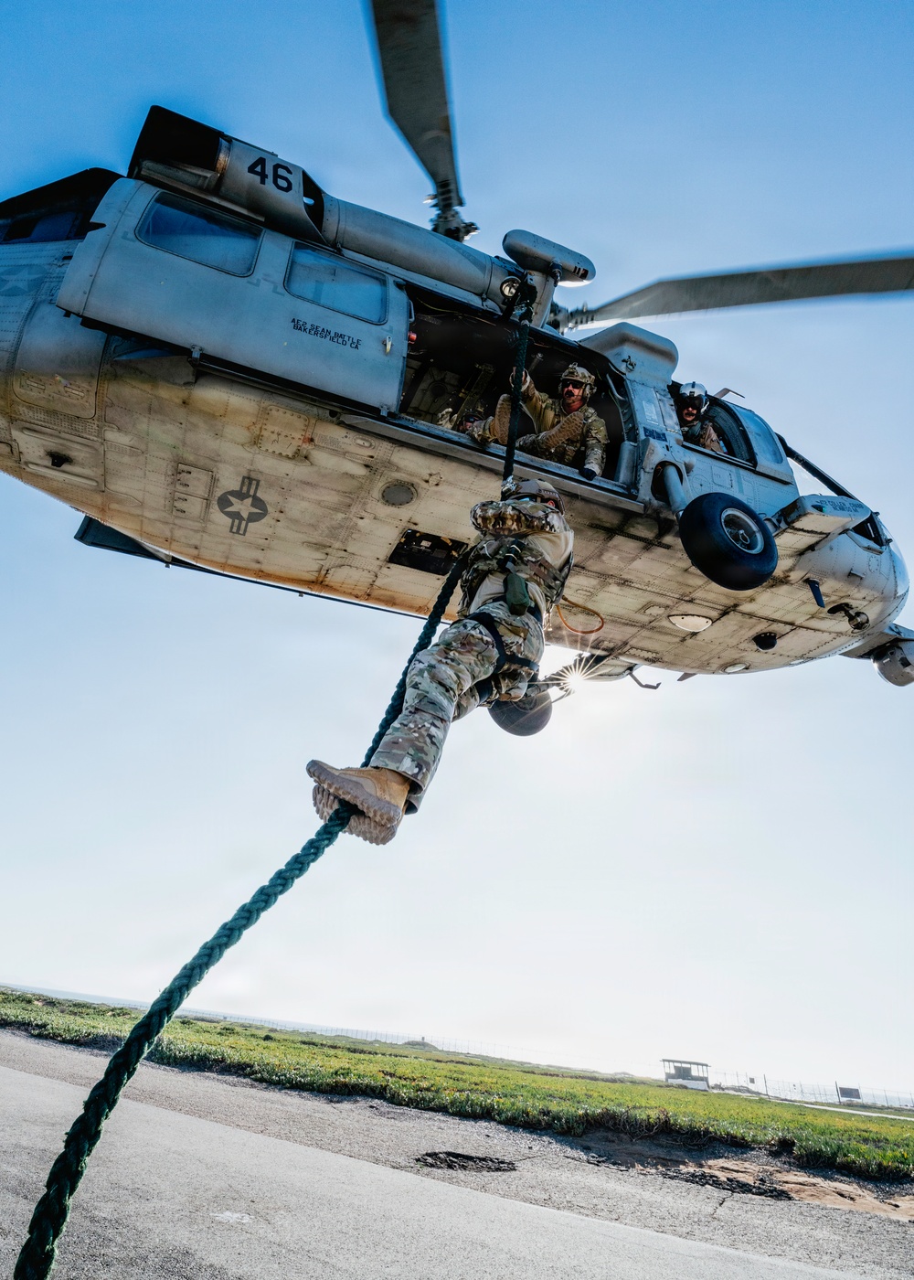 Technicians Practice Daytime Fast-Roping Techniques