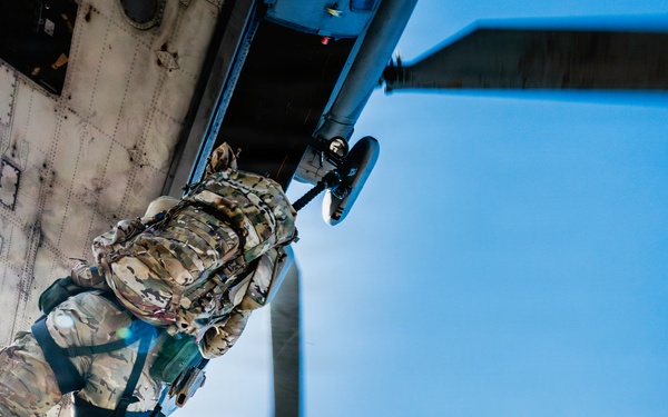 Technicians Practice Daytime Fast-Roping Techniques