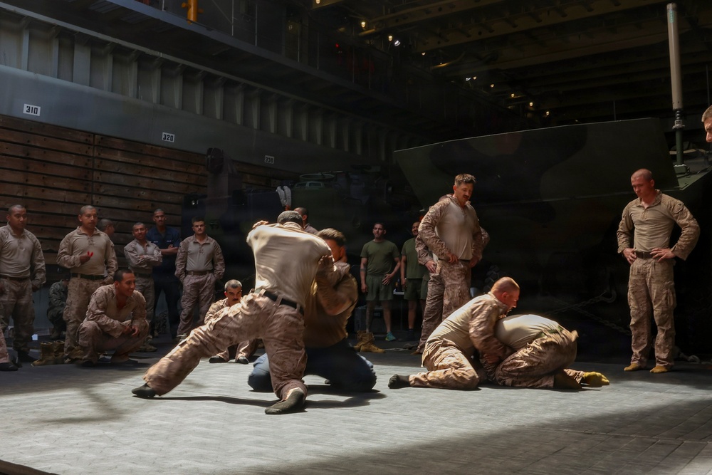 11th MEU Conducts Security, MCMAP Training Aboard Comstock