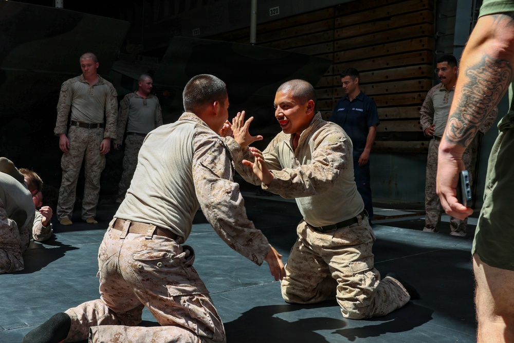 11th MEU Conducts Security, MCMAP Training Aboard Comstock