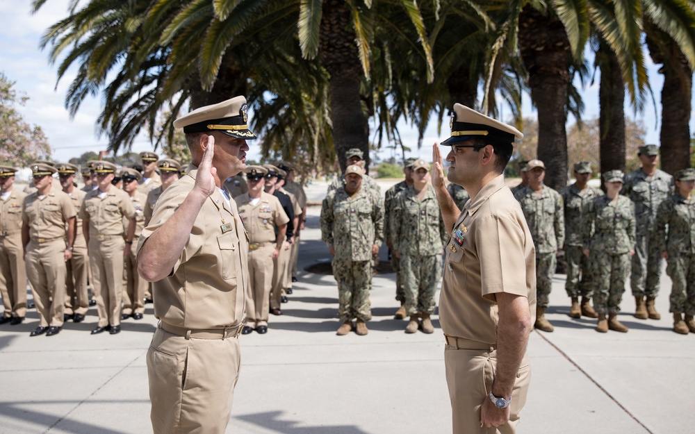 Lt. Cmdr. Stassi of NMCB 4 is promoted