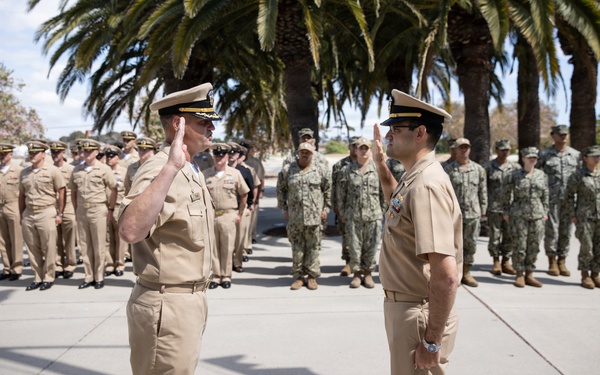 Lt. Cmdr. Stassi of NMCB 4 is promoted