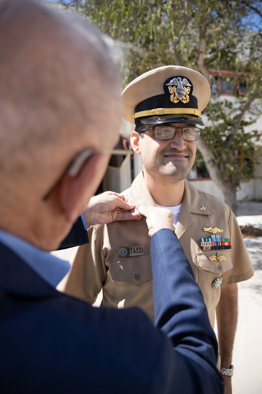 Lt. Cmdr. Stassi of NMCB 4 is promoted