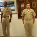 NEPMU 6 133 Chief Birthday Celebration, LTJG Morgan and HMC Amaya stand in observance of Chief Petty Officers Creed