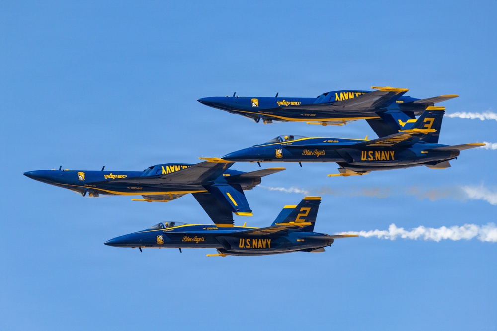 The U.S. Navy Blue Angels perform maneuvers during Luke Days 2026
