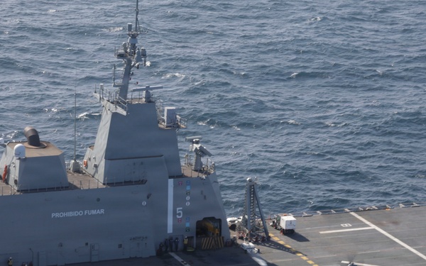 U.S. Navy MH-60R Seahawks from HSM-79 conduct interoperability exercises with the Spanish Armada.