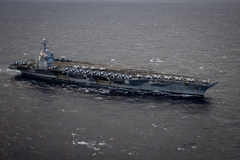 USS Gerald R. Ford (CVN 78) Transits Eastern Mediterranean Sea