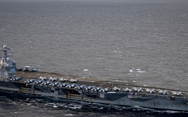 USS Gerald R. Ford (CVN 78) Transits Eastern Mediterranean Sea
