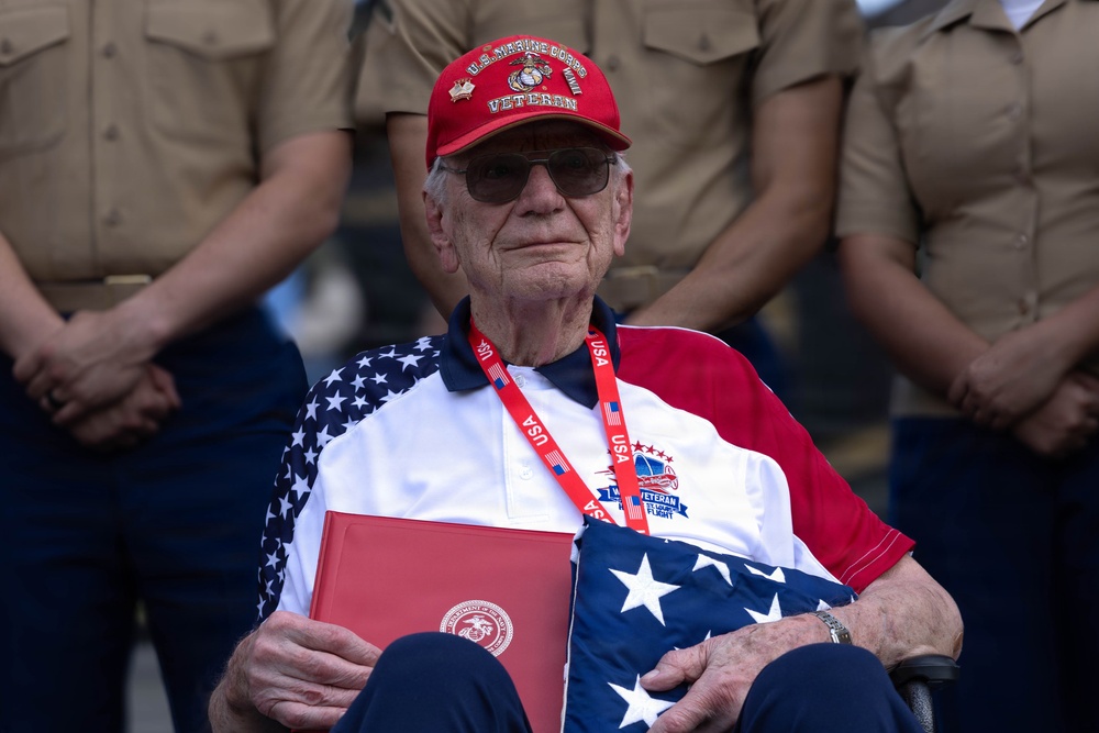 Honor Flight at the Iwo Jima Monument