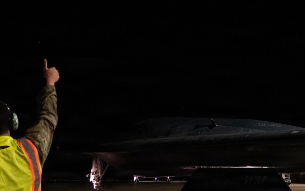 B-2 Spirit stealth bomber departs in support of Operation Epic Fury