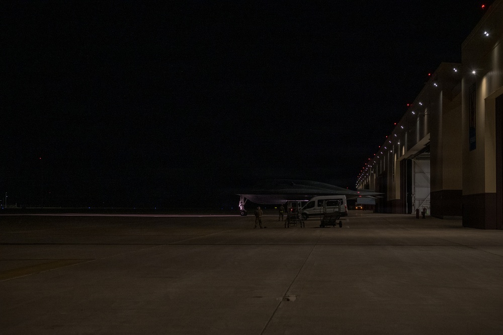 B-2 Spirit stealth bomber departs in support of Operation Epic Fury