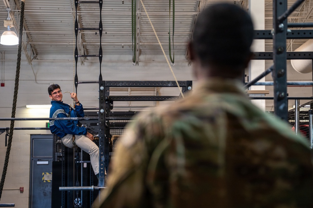 Air Force and Navy Reserve Officer Training Corps cadets gain familiarization of DMs “Rescue and Attack” mission