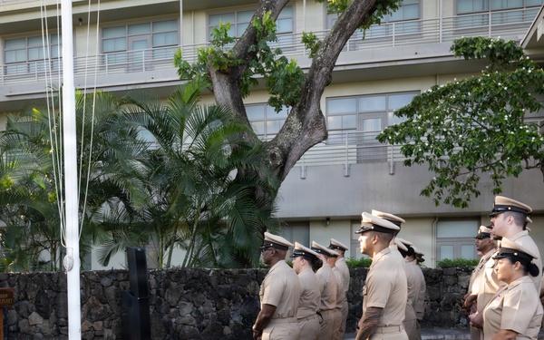 Adm. Steve Koehler, commander, U.S. Pacific Fleet, delivers remarks during the chief petty officer birthday celebration ceremony