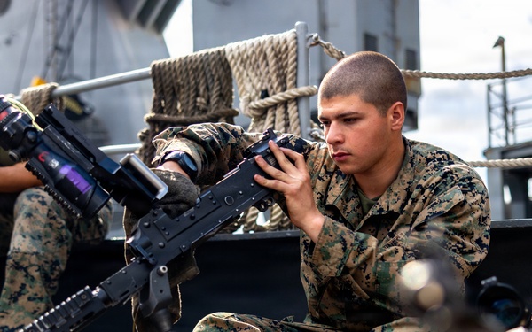 11th MEU Marines, Sailors Conduct Weapons Maintenance Aboard USS Comstock