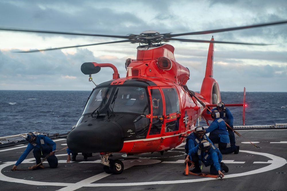 USCGC Midgett (WMSL 757) conducts night flight operations