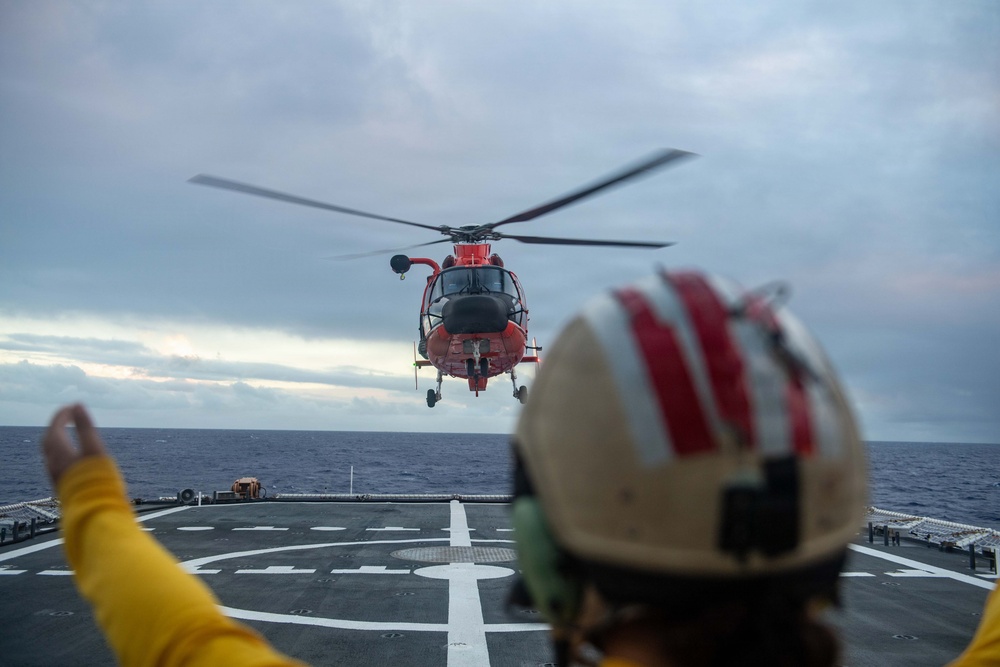 USCGC Midgett (WMSL 757) conducts night flight operations