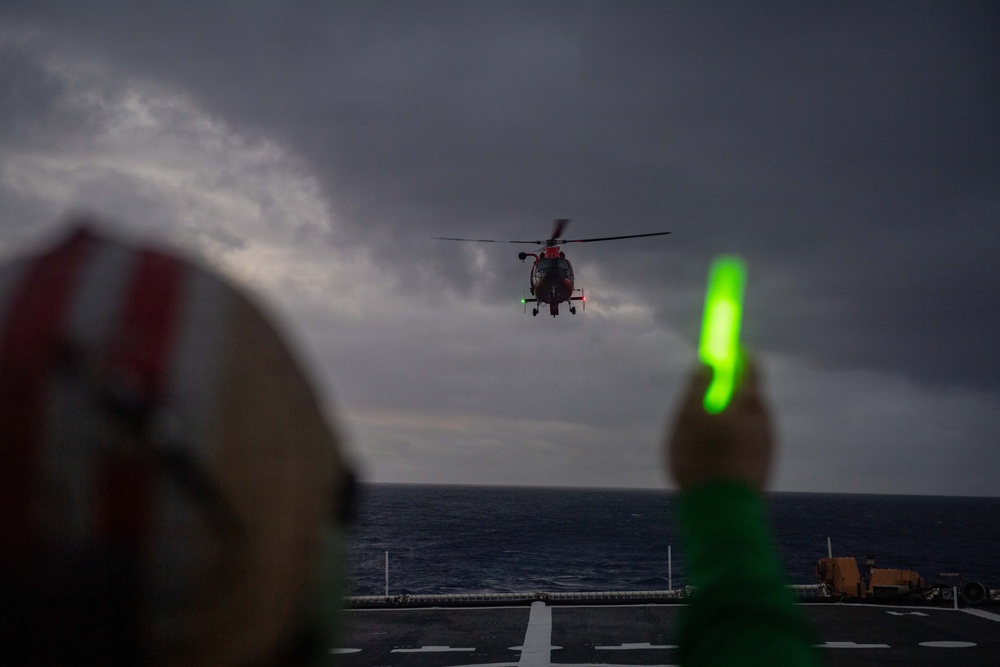 USCGC Midgett (WMSL 757) conducts night flight operations