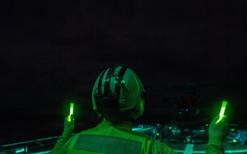 USCGC Midgett (WMSL 757) conducts night flight operations